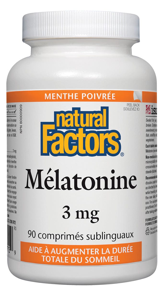 NATURAL FACTORS Suppléments Mélatonine (sublinguale 3mg) (menthe) 90comp