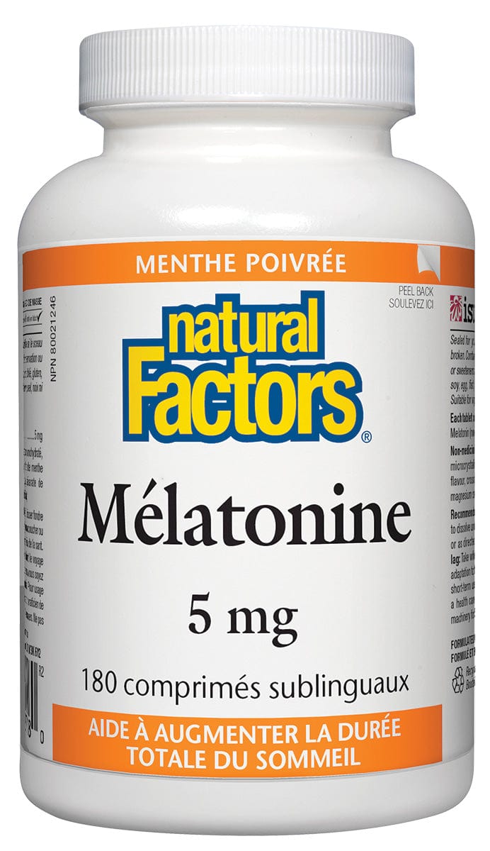 NATURAL FACTORS Suppléments Mélatonine (sublinguale 5mg) 180comp