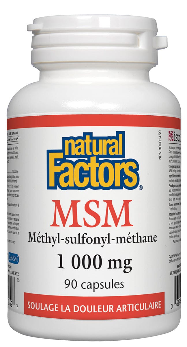 NATURAL FACTORS Suppléments MSM (1000mg) 90caps