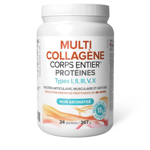 NATURAL FACTORS Suppléments Multi collagène corps entier types I, II, III, V, X non-aromatisé 267g