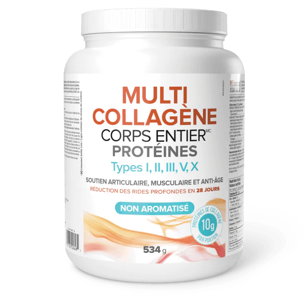 NATURAL FACTORS Suppléments Multi collagène corps entier types I, II, III, V, X non-aromatisé 534g