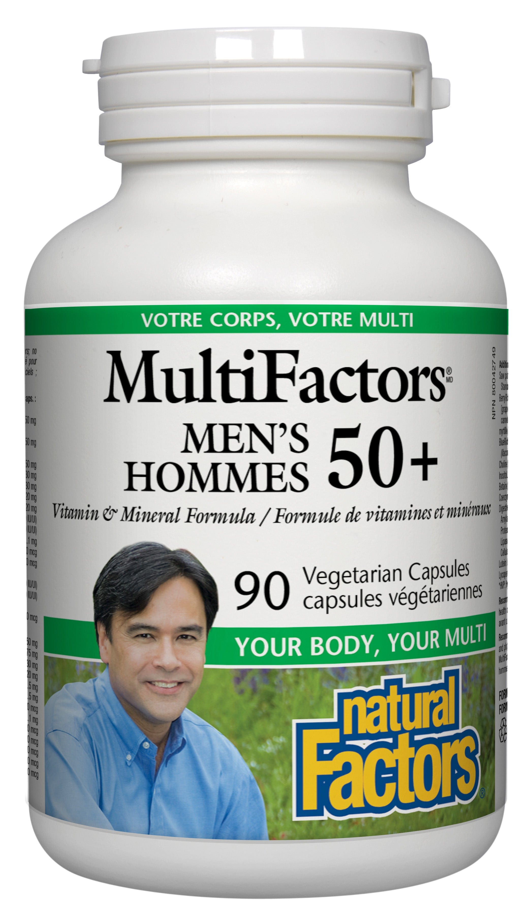 NATURAL FACTORS Suppléments Multifactors hommes 50+ 90caps