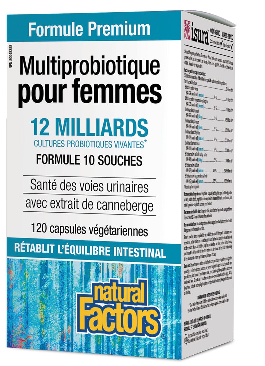 NATURAL FACTORS Suppléments Multiprobiotique (pour femmes) (12 milliards) 120caps