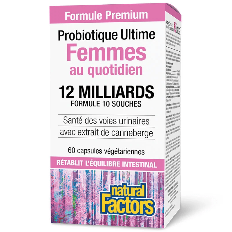 NATURAL FACTORS Suppléments Multiprobiotique ultime femmes au quotidien (12 milliards) 60caps