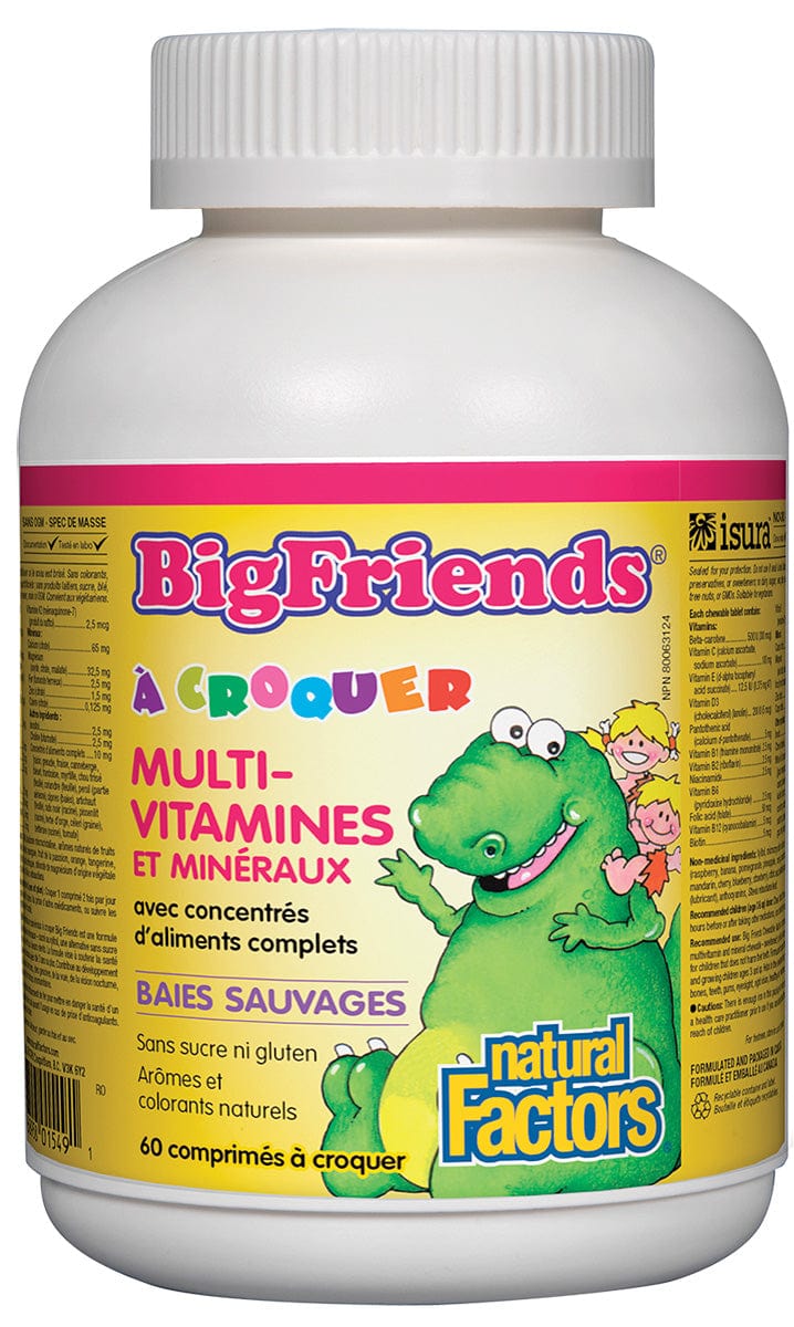 NATURAL FACTORS Suppléments Multivitamines et minéraux (concentrés d'aliments complet grand amis à croquer) 60comp