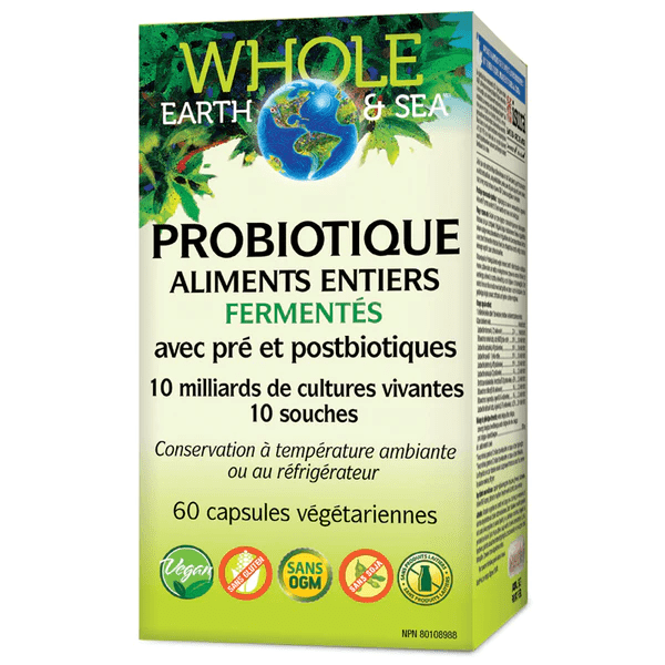 NATURAL FACTORS Suppléments Probiotiques aliments entiers fermentés avec pré/postbiotique 60vcaps