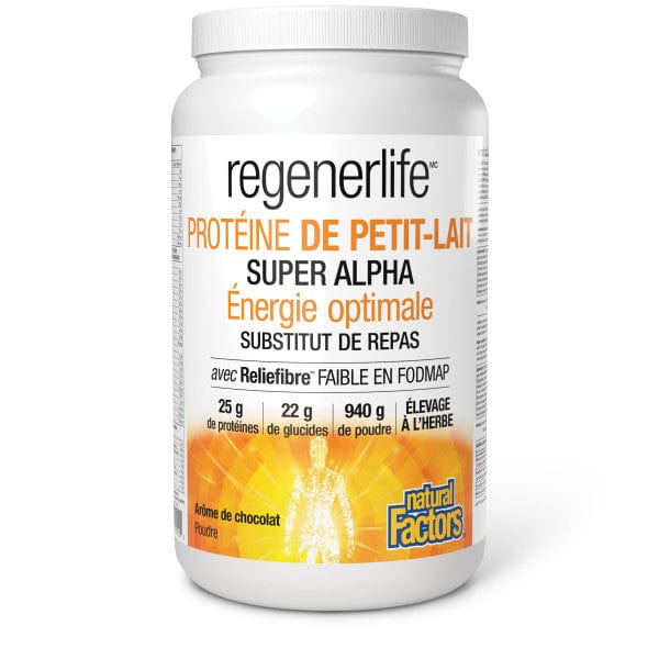 NATURAL FACTORS Suppléments Protéines de petit-lait super alpha (chocolat) 940g
