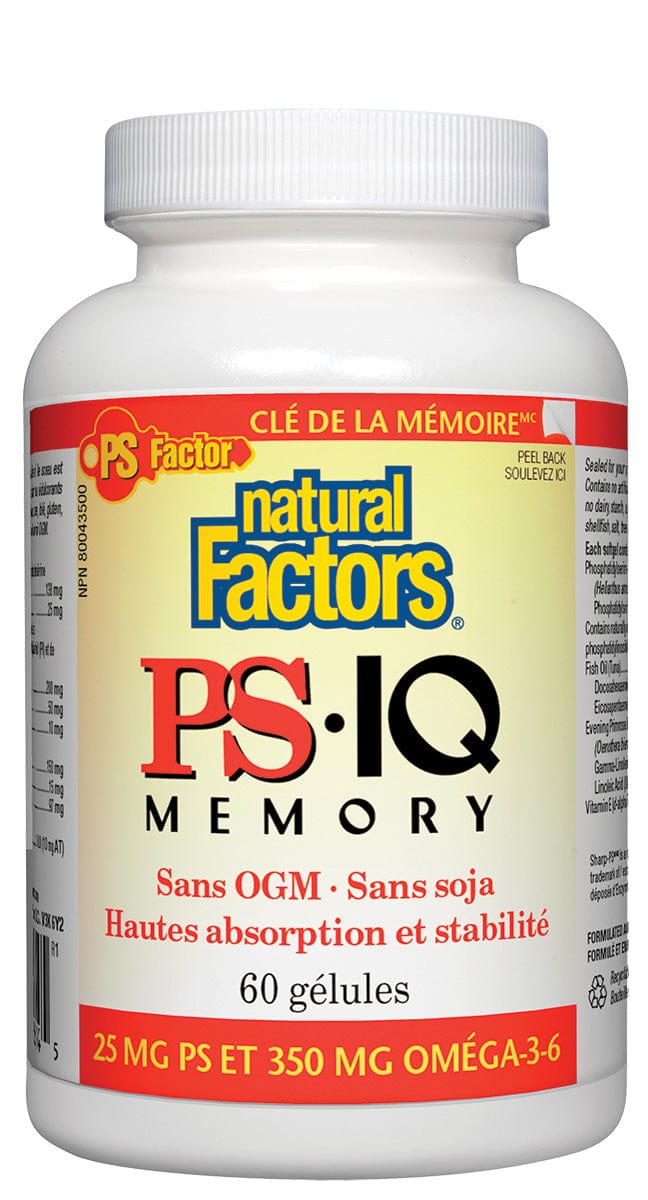 NATURAL FACTORS Suppléments PS I.Q. (mémoire) 60gel