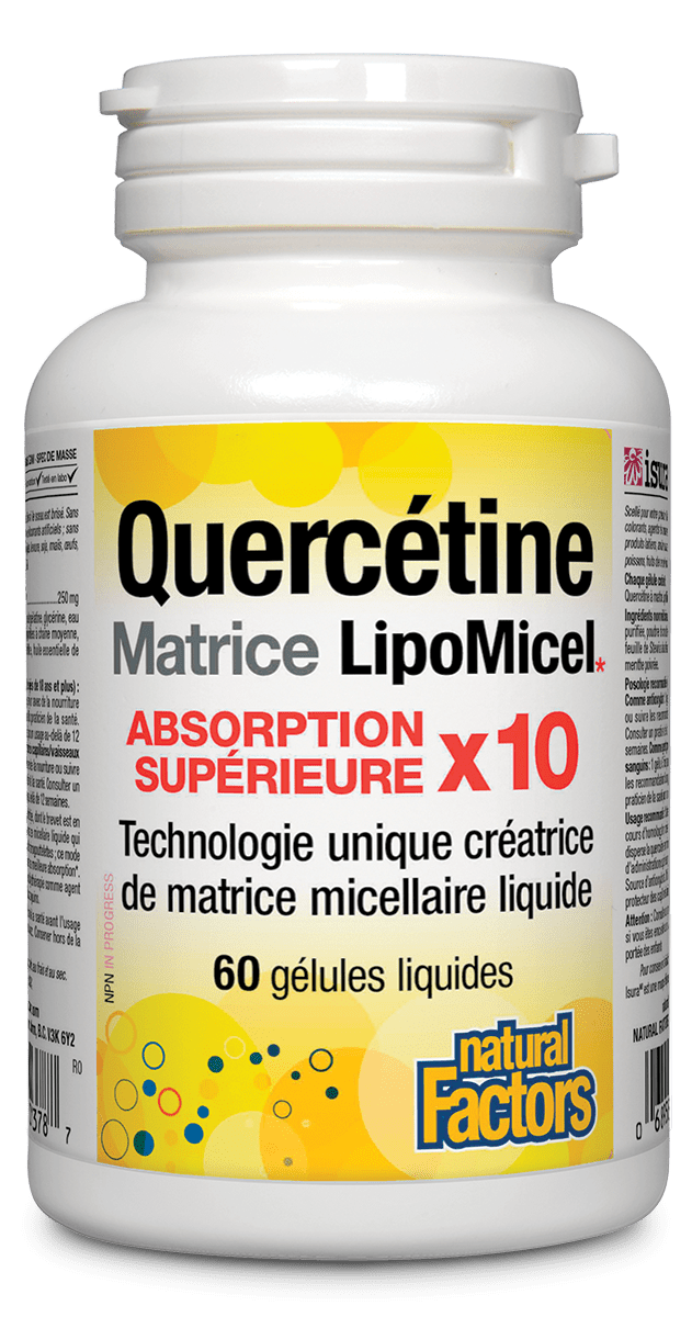 NATURAL FACTORS Suppléments Quercétine Matrice LipoMicel (absorption supérieur 10x)  60gel