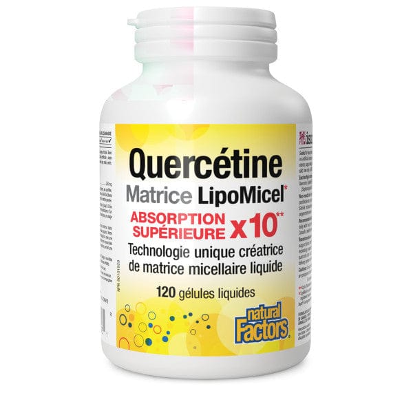 NATURAL FACTORS Suppléments Quercétine Matrice LipoMicel (absorption supérieure 10x) 120gels