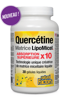 NATURAL FACTORS Suppléments Quercétine Matrice LipoMicel (absorption supérieure 10x) 30gels