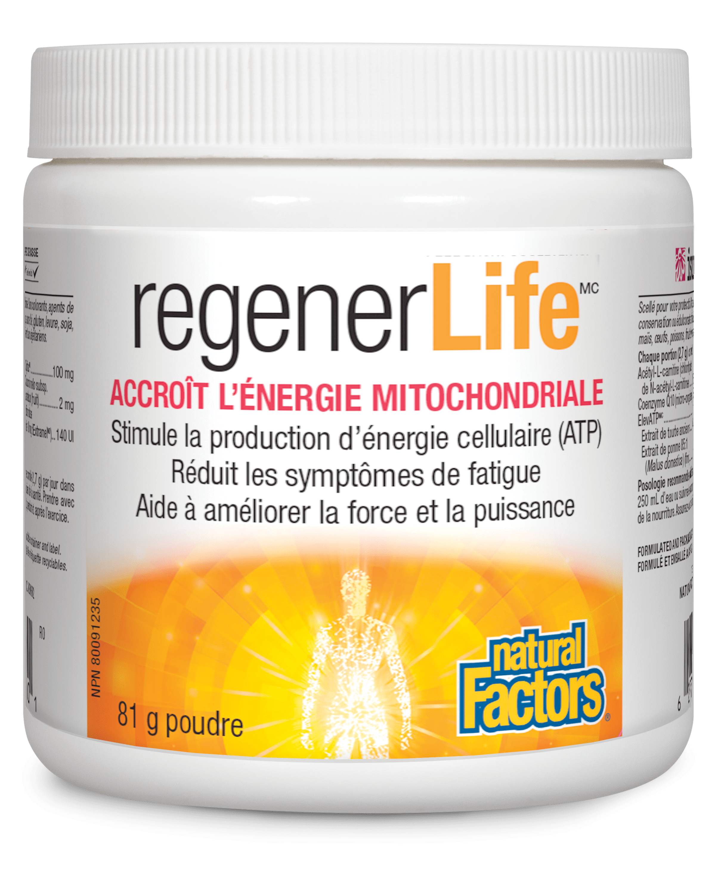 NATURAL FACTORS Suppléments RegenerLife Énergie mitochondriale 81g