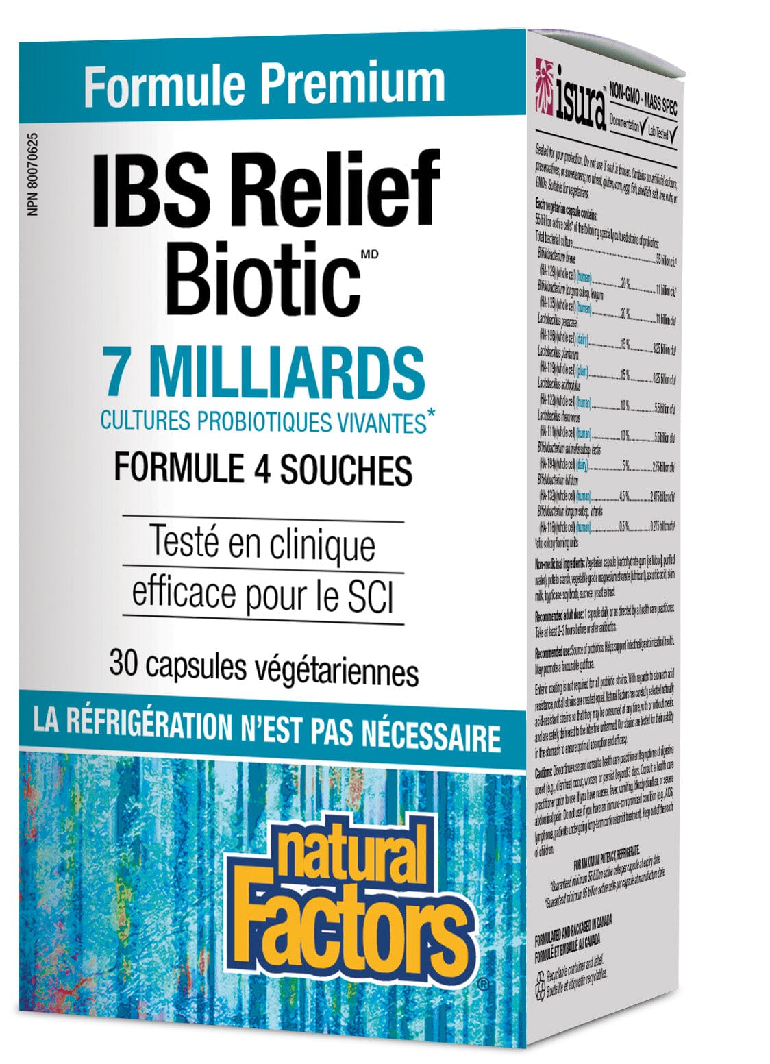 NATURAL FACTORS Suppléments Relief Biotic (7 milliards de cellules actives) 30vcaps