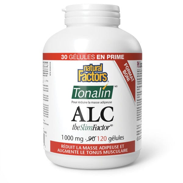 NATURAL FACTORS Suppléments Tonalin CLA 1 000mg  Bonus 90gel+30gel