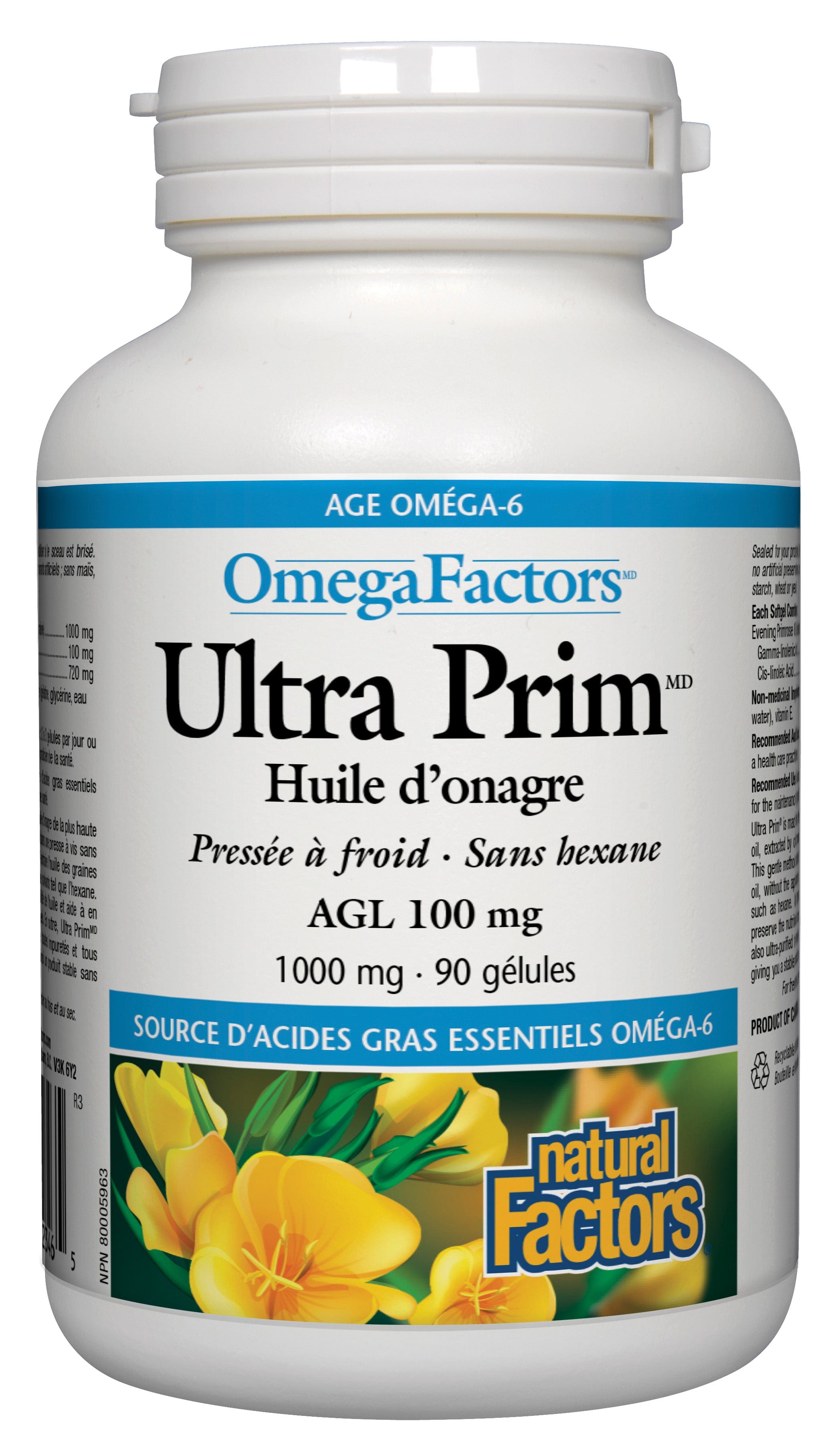 NATURAL FACTORS Suppléments Ultra prim onagre (1000mg) 90gel