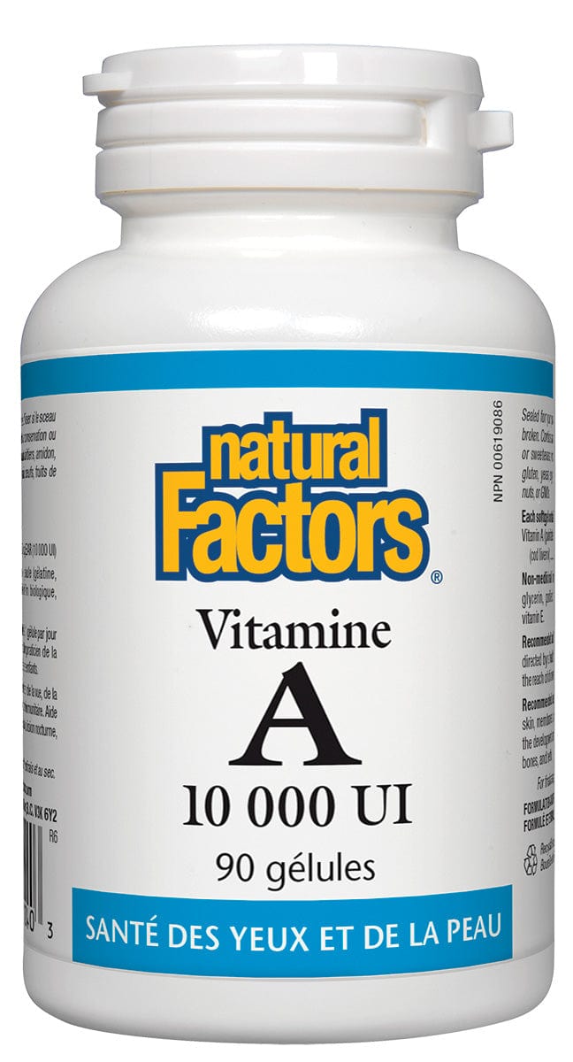 NATURAL FACTORS Suppléments Vitamine A (10,000 U.I.) 90gel