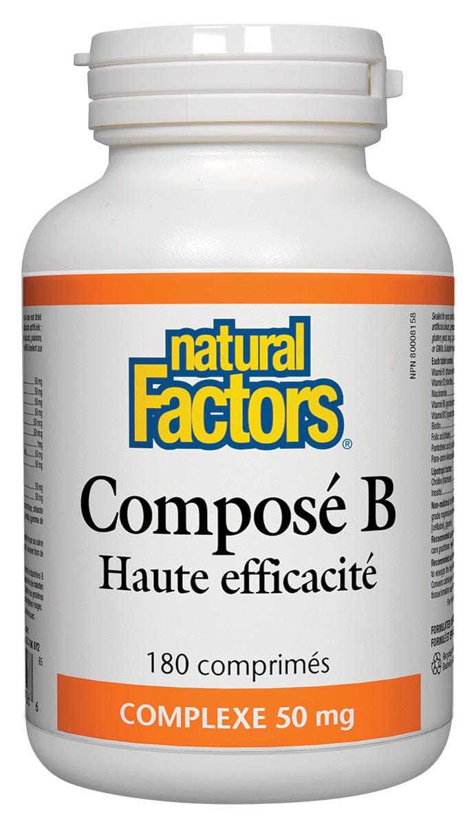 NATURAL FACTORS Suppléments Vitamine B composé haute efficacité 180comp