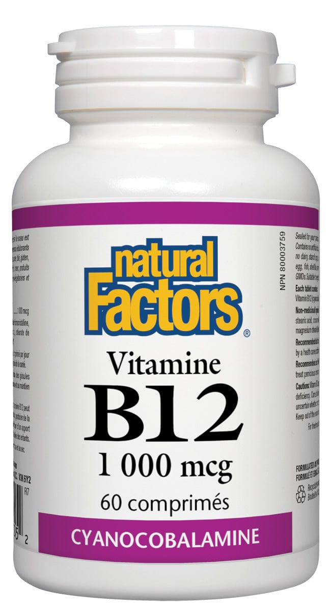 NATURAL FACTORS Suppléments Vitamine B12 (1000mcg) 60comp