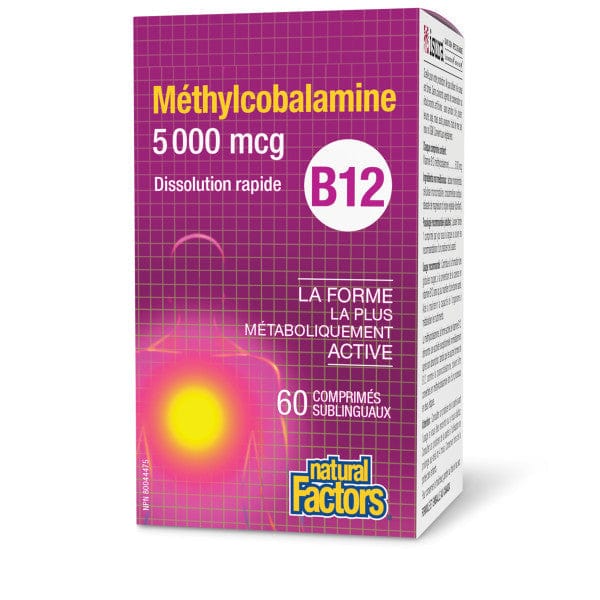 NATURAL FACTORS Suppléments Vitamine B12 méthylcobalamine (5000mcg) 60comp