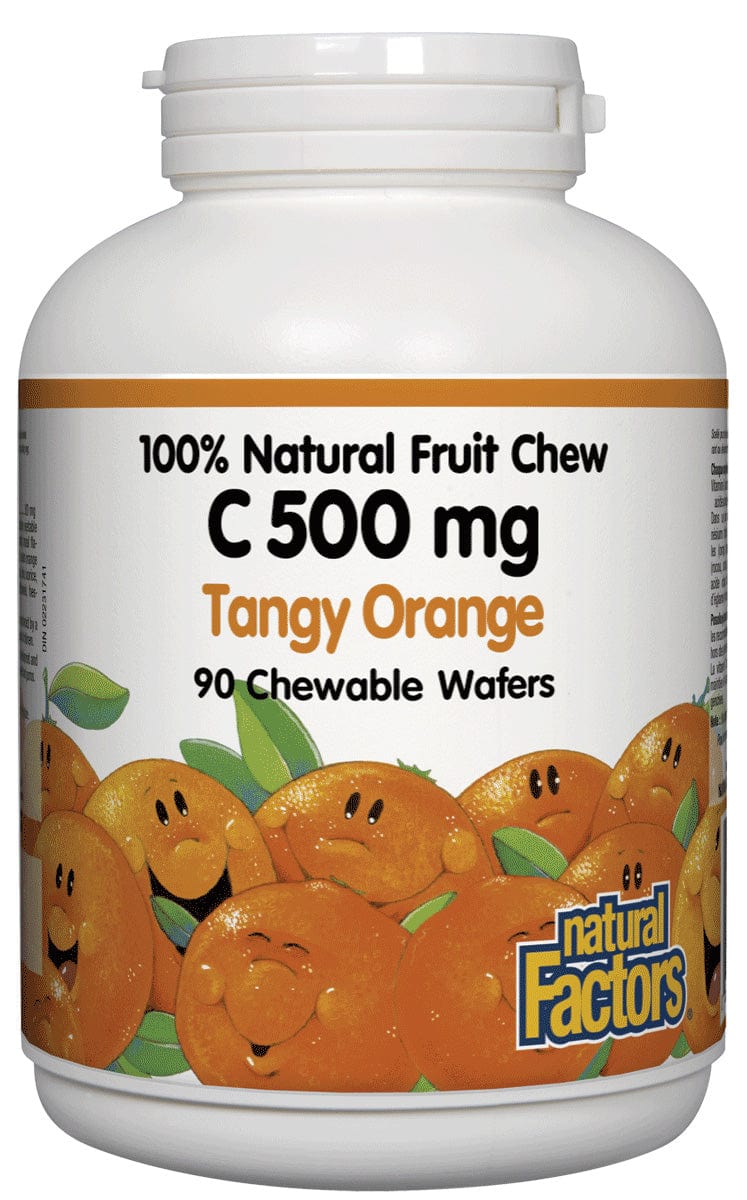 NATURAL FACTORS Suppléments Vitamine C (500mg) (saveur fruité 100% naturelle/masticable) 90comp