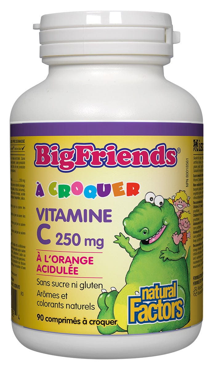 NATURAL FACTORS Suppléments Vitamine C à croquer (250mg à l'orange acidulée) 90comp