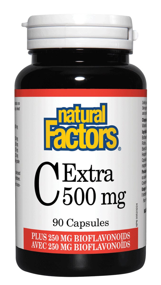 NATURAL FACTORS Suppléments Vitamine C extra (500mg) avec 250mg bioflavonoides 90caps