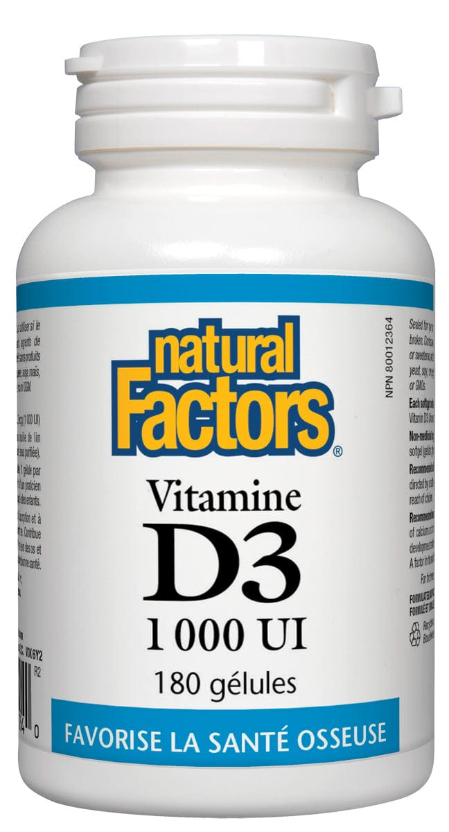 NATURAL FACTORS Suppléments Vitamine D3 (1000 U.I) 180gel