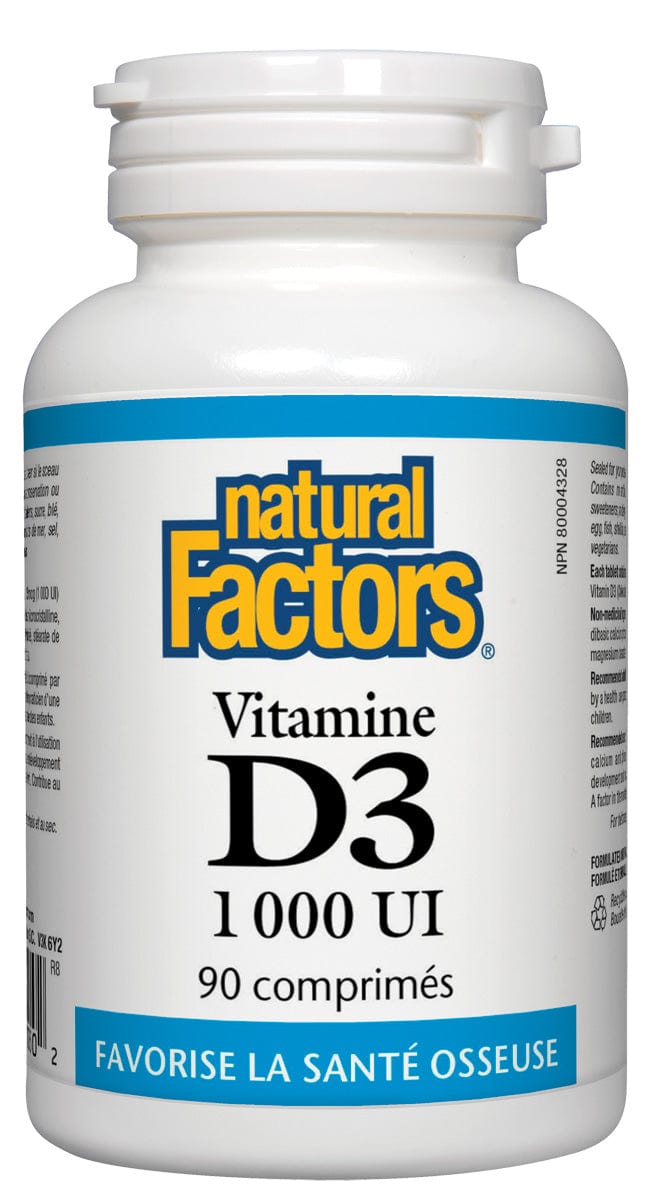 NATURAL FACTORS Suppléments Vitamine D3(1000 U.I) 90comp.