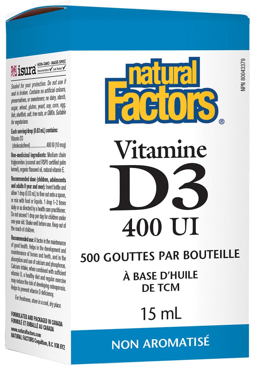 NATURAL FACTORS Suppléments Vitamine D3 (400 U.I./enfants) 15ml