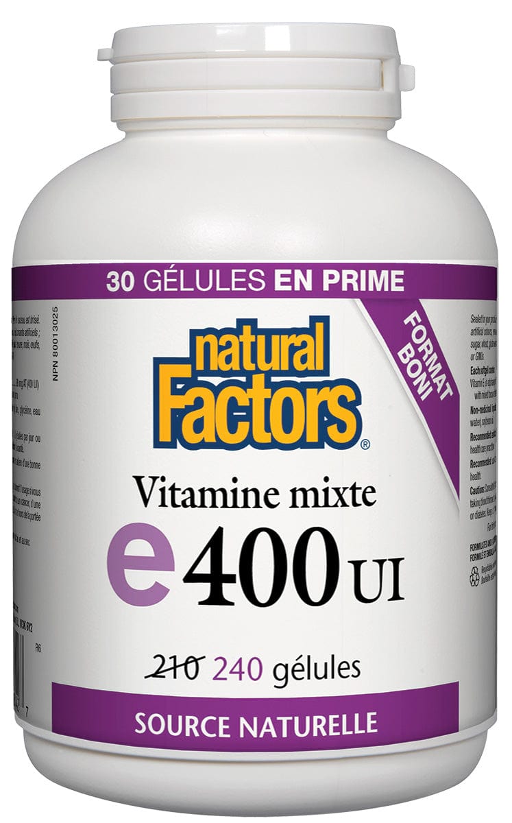 NATURAL FACTORS Suppléments Vitamine E (400 U.I.composé) Bonus 240gel