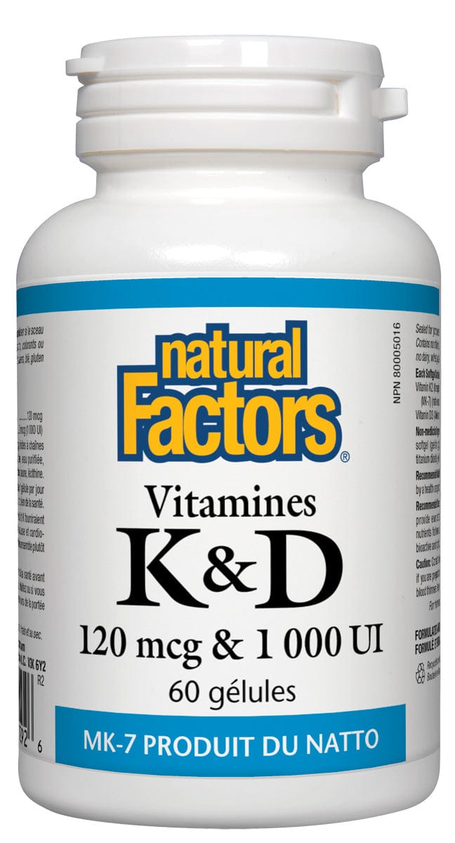 NATURAL FACTORS Suppléments Vitamine K et D 60gel