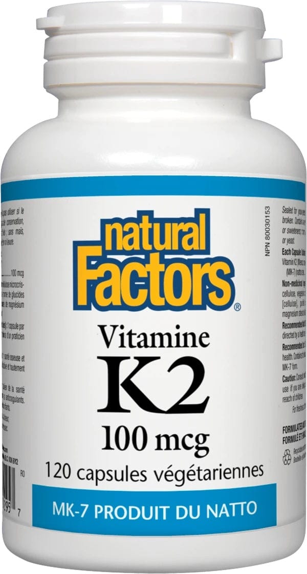 NATURAL FACTORS Suppléments Vitamine K2 (100mcg) 120vcaps