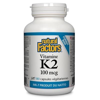 NATURAL FACTORS Suppléments Vitamine K2 (100mcg) 180vcaps