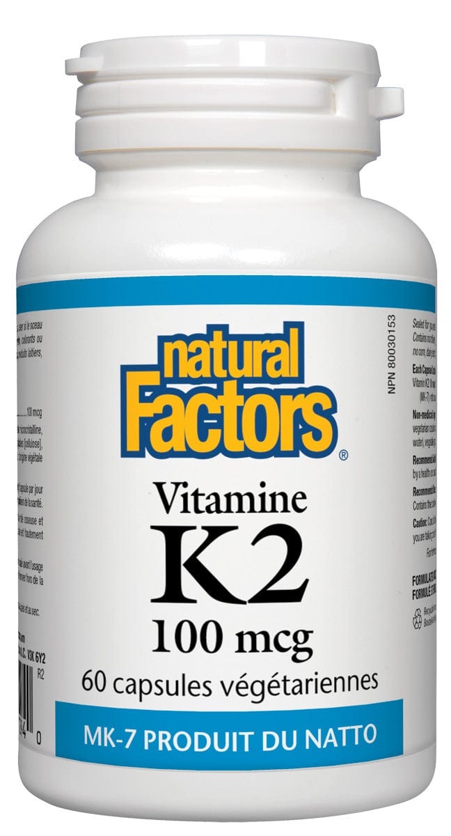 NATURAL FACTORS Suppléments Vitamine K2 (100mcg) 60vcaps