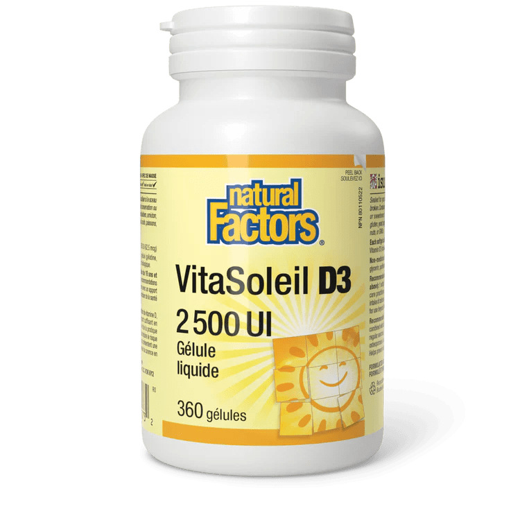 NATURAL FACTORS Suppléments VitaSoleil D3 2500IU 360gels