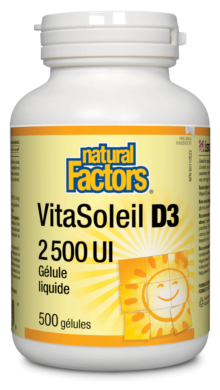 NATURAL FACTORS Suppléments VitaSoleil D3 2500IU 500gels