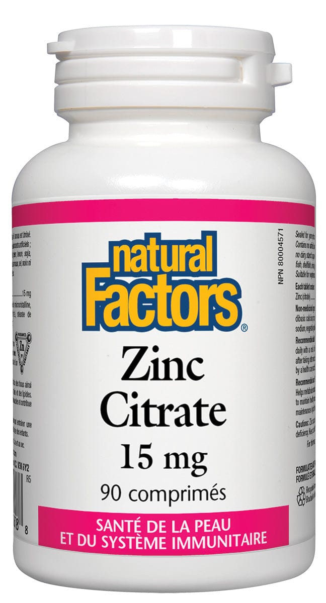 NATURAL FACTORS Suppléments Zinc (citrate/15mg) 90comp