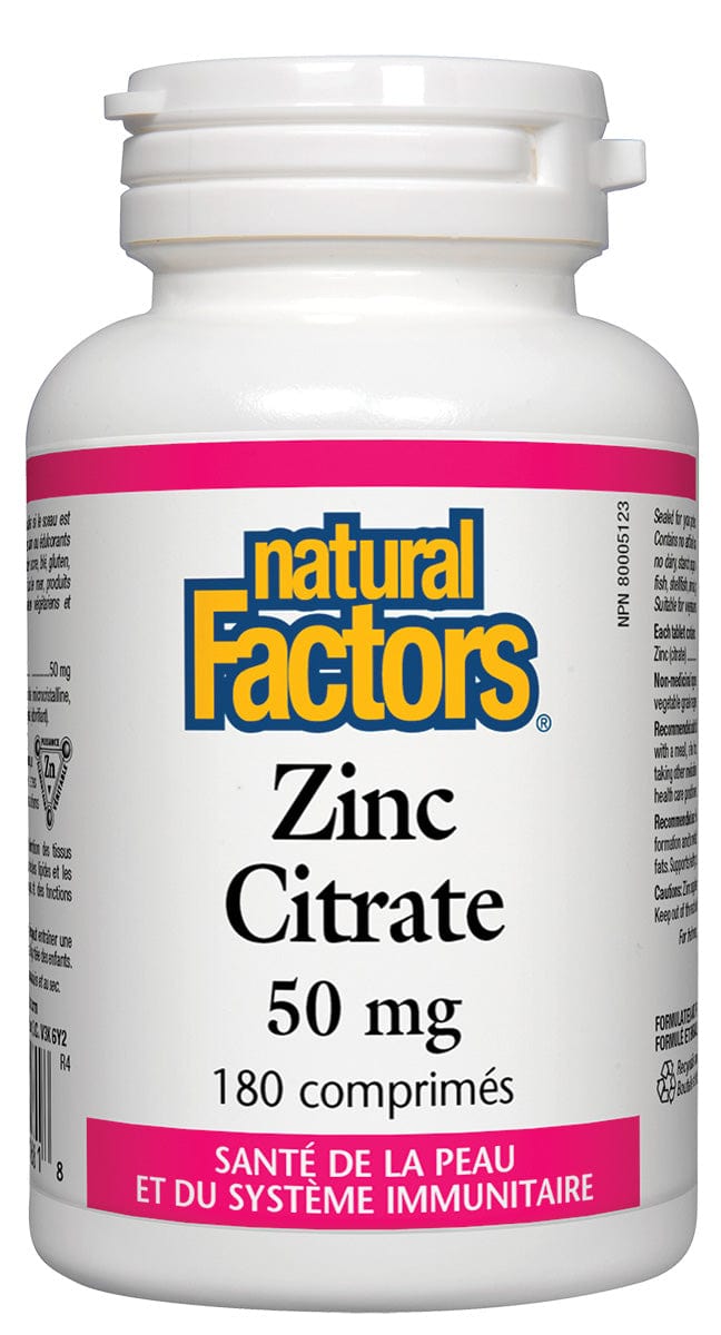 NATURAL FACTORS Suppléments Zinc (citrate/50mg) 180comp