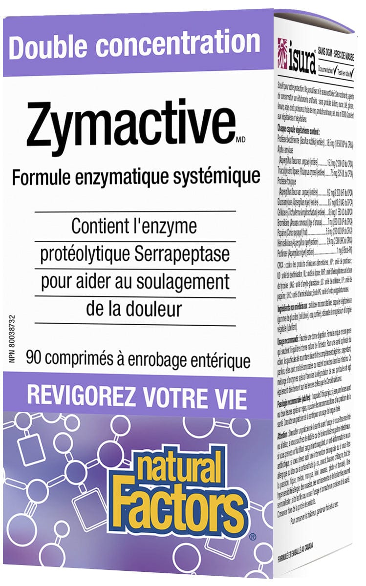 NATURAL FACTORS Suppléments Zymactive (double concentration) 90comp