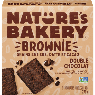 NATURE'S BAKERY Épicerie Brownie grains entier , datte et cacao double chocolat 6 un