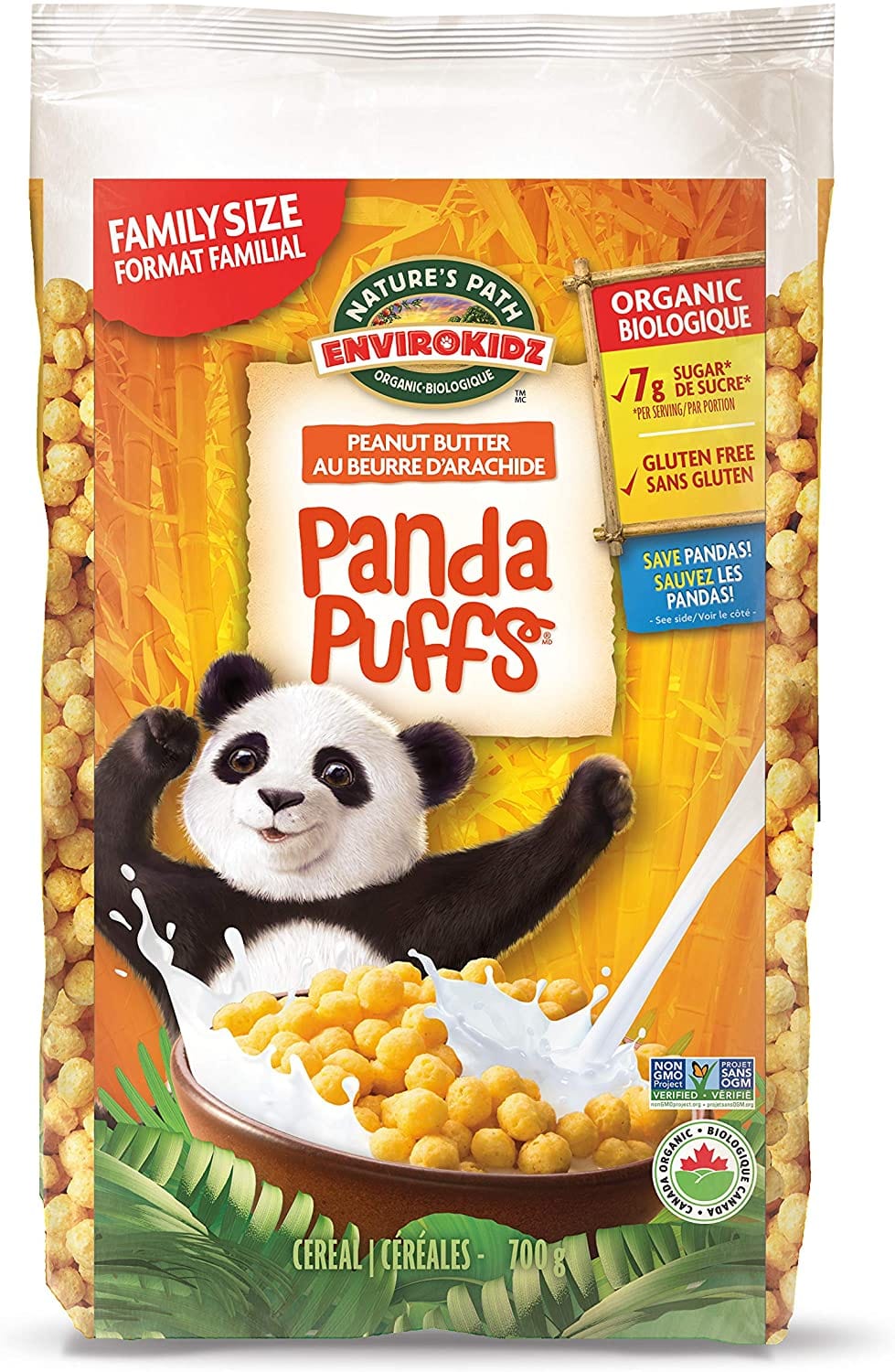 NATURE'S PATH Épicerie Céréales panda puffs biologiques 700g