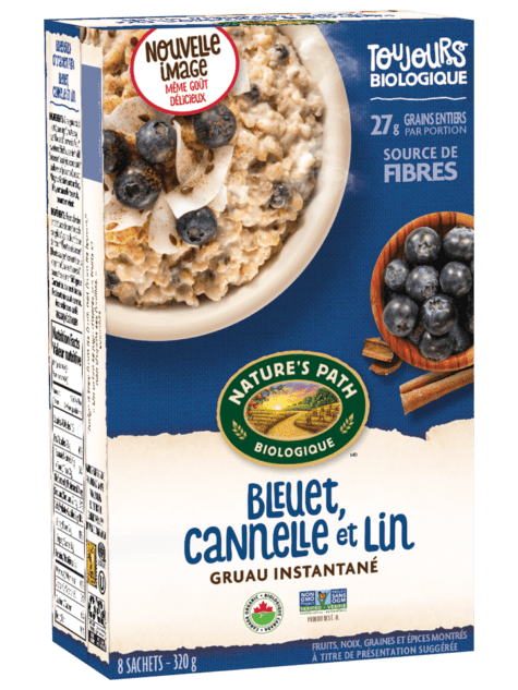 NATURE'S PATH Épicerie Gruau instantané bleuets, cannelle et lin biologique 8 sachets 320g