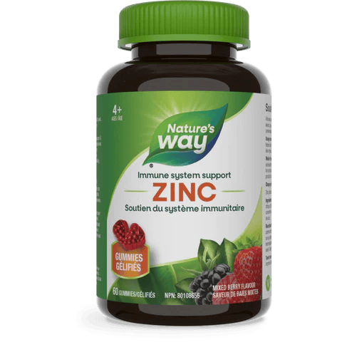 NATURE'S WAY Suppléments Gummies de zinc 4 ans + (baies mixtes)  60 gummies