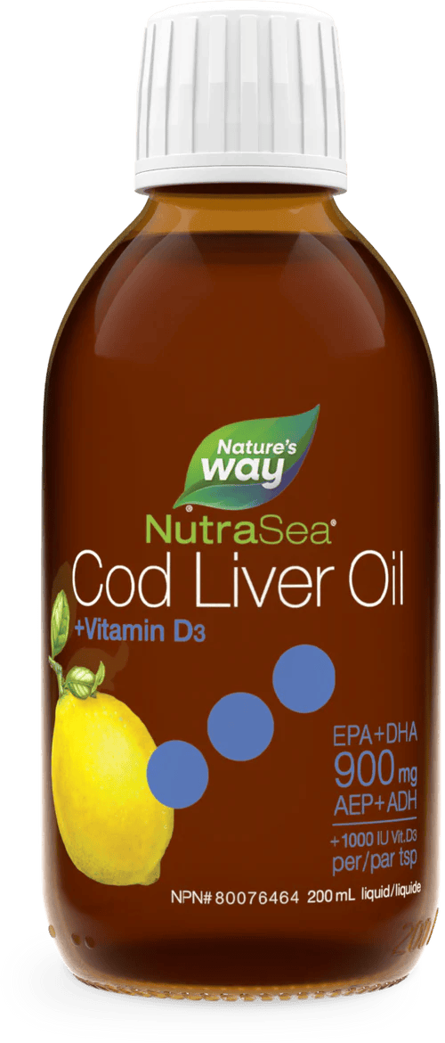 NATURE'S WAY Suppléments NutraSea Huile foie morue EPA + DHA + vitamine D (saveur citron) 200ml
