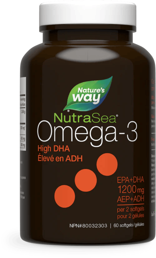 NATURE'S WAY Suppléments NutraSea Omega 3 EPA+DHA  1 200mg (saveur menthe fraîche) 60gel