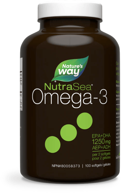 NATURE'S WAY Suppléments NutraSea Omega 3 EPA+DHA 1 250mg (saveur menthe fraîche) 100gel