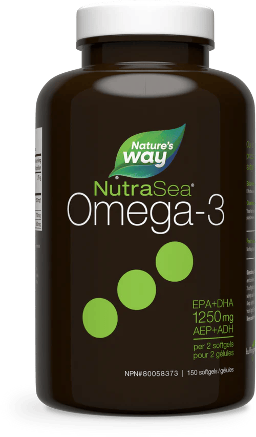 NATURE'S WAY Suppléments NutraSea Omega 3 EPA+DHA 1 250mg (saveur menthe fraîche) 150gel