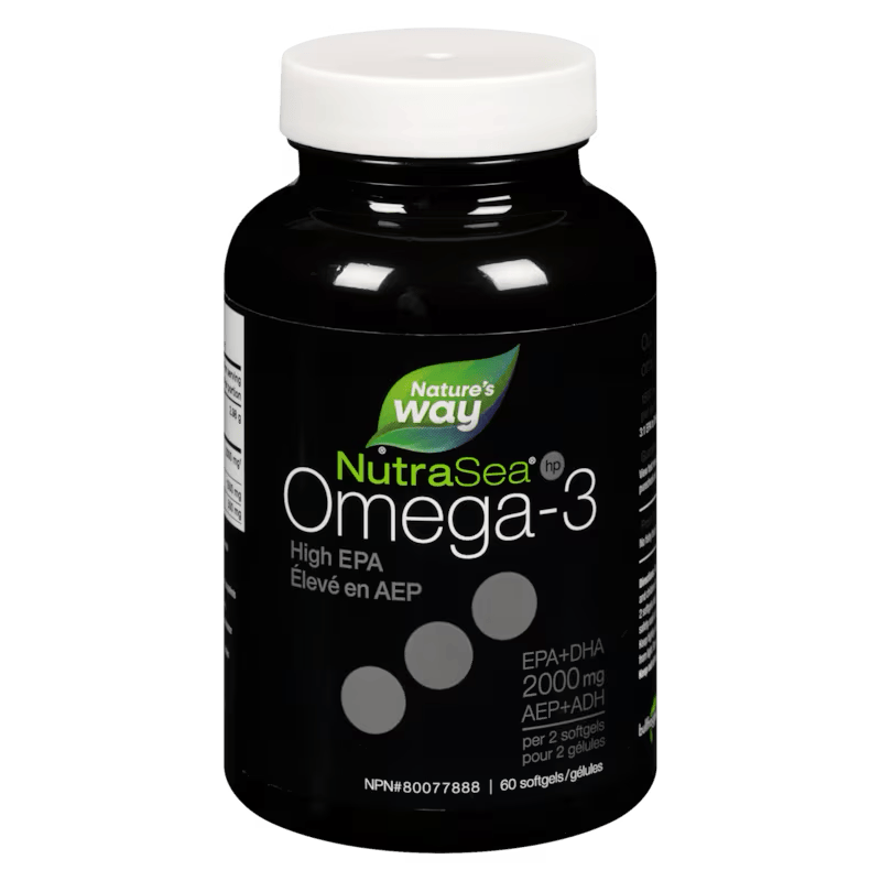 NATURE'S WAY Suppléments NutraSea Omega 3 EPA+DHA 2 000mg  (saveur menthe fraîche) 60gel