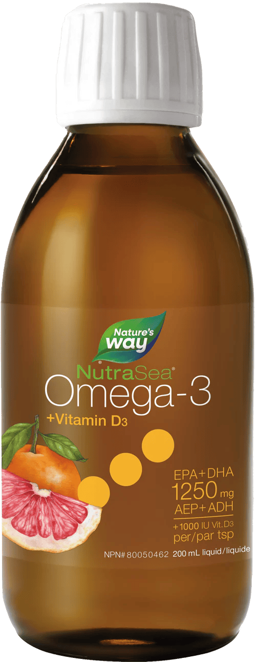 NATURE'S WAY Suppléments NutraSea Omega 3 EPA + vitamine D (saveur pamplemousses / tangerines) 200ml