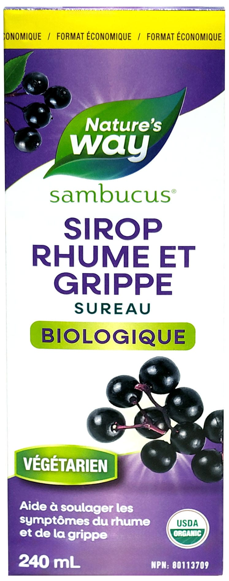 NATURE'S WAY Suppléments Sirop bio (saveur framboise biologique) 240ml